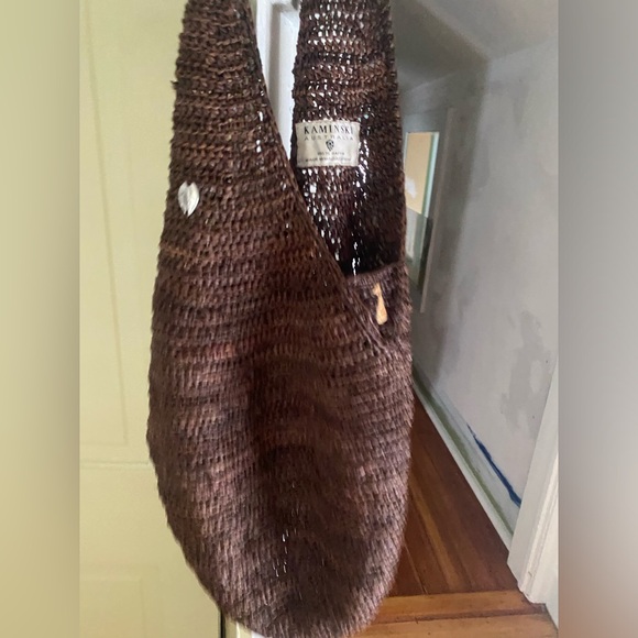 Helen Kaminski Australia 100% raffia Brown Sling woven bucket bag single strap - Picture 2 of 9